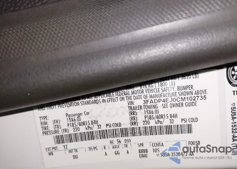 2012 Ford Fiesta Se from USA, damaged, VIN 3FADP4EJ0CM102735
